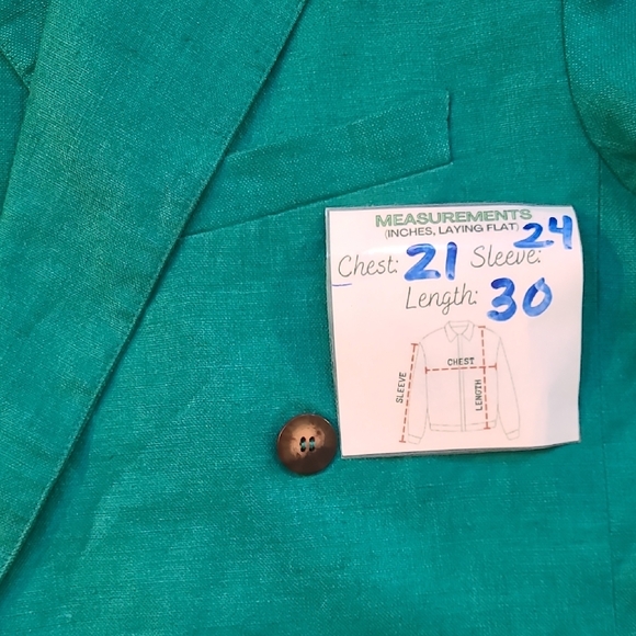 Liz Claiborne Vintage 100% Linen Blue Double-Breasted Blazer Jacket Size 12 - Picture 15 of 15